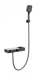 Смеситель для ванны с душем Wonzon & Woghand Shelf WW-B2551-BGG с термостатом тёмный графит